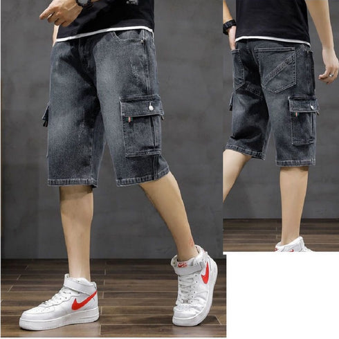 Denim Cargo Shorts Soft Stretch Washed