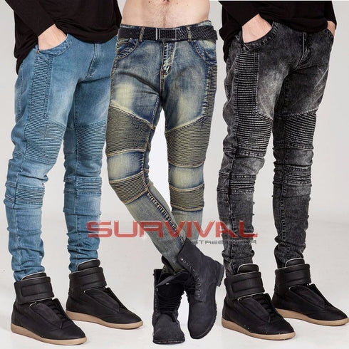 Biker Slim Fit Stretch Denim Pants