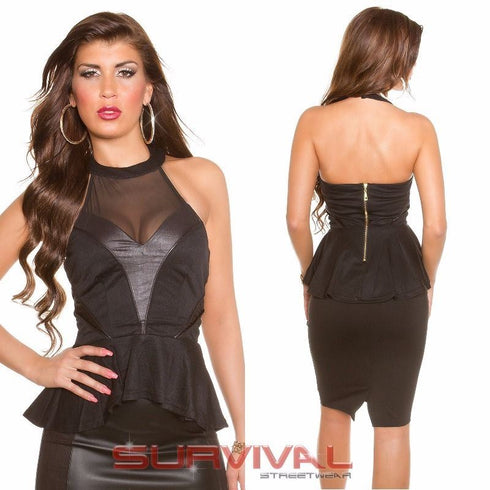 Halterneck Peplum Top