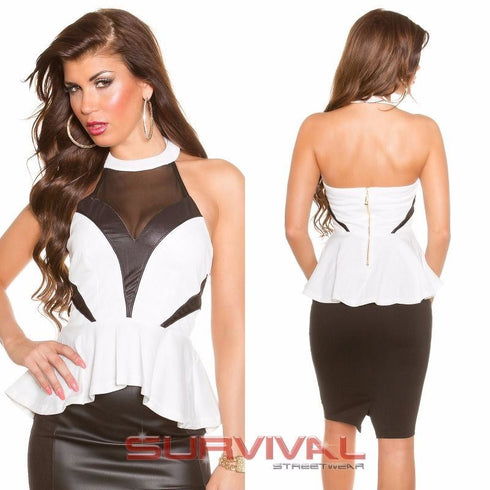 Halterneck Peplum Top