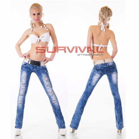 Red Seventy Blue Bootcut Destroyed Jeans - T3079