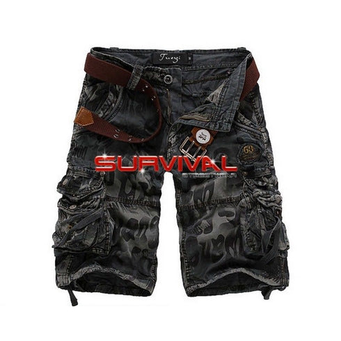 Grey Camouflage Cargo Shorts
