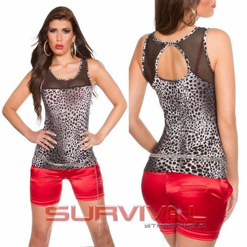 Sleeveless Singlet Tank Top Leopard Print