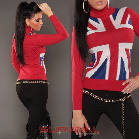 Long Sleeve Turtleneck Union Jack Jumper