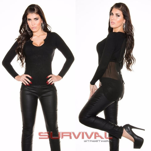 Long Sleeve Chiffon Back Shirt