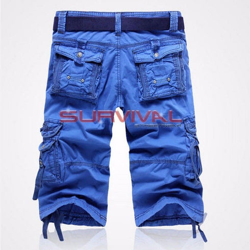 mens knee length cargo shorts blue
