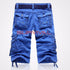 mens knee length cargo shorts blue