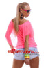 Scooped Neck Blouse Batwing Top