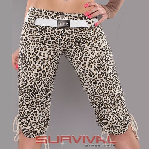 Leopard Capri Pants Walk Shorts