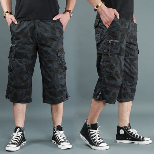 mens 3/4 length cargo shorts camouflage
