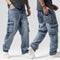 Cargo Jeans Blue Washed Denim