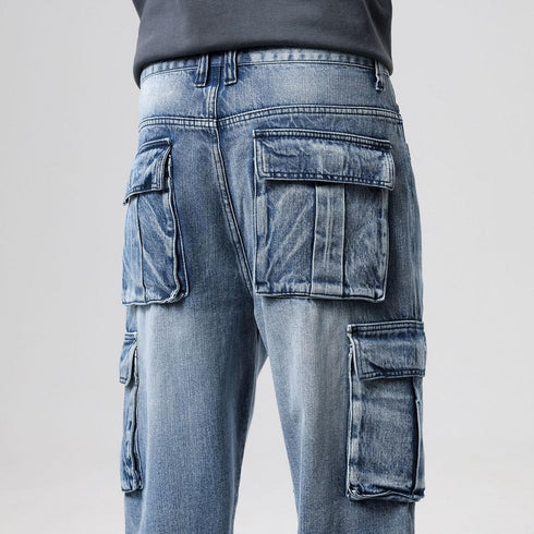 Cargo Jeans Blue Washed Denim