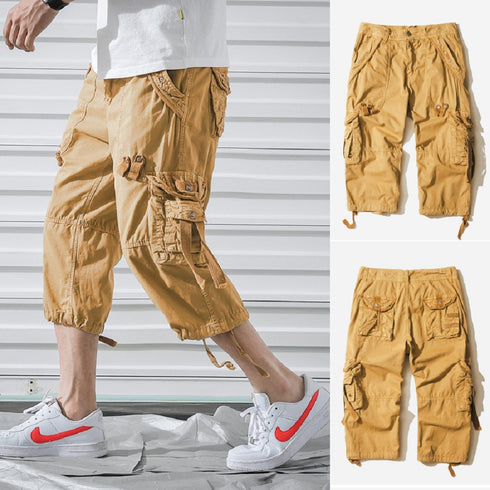 mens below knee length cargo shorts khaki