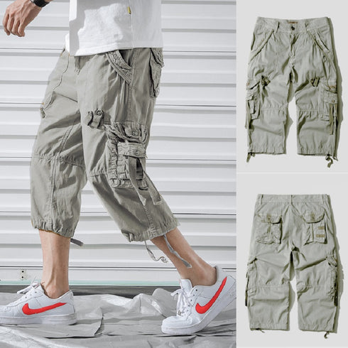 mens below knee length cargo shorts light grey
