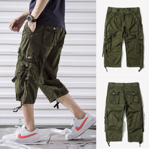 mens below knee length cargo shorts olive
