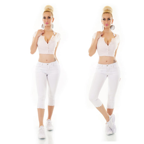 My Bestiny White Cropped Skinny 3/4 Jeans - 1242