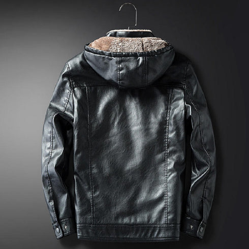 Faux Leather Fleece Lined Jacket
