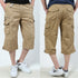 mens 3/4 length cargo shorts khaki