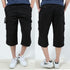 mens 3/4 length cargo shorts black