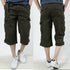 mens 3/4 length cargo shorts army green
