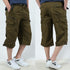 mens 3/4 length cargo shorts green