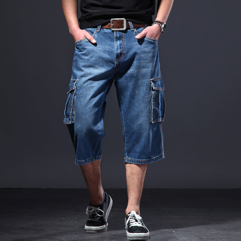 Cargo Denim Long Shorts