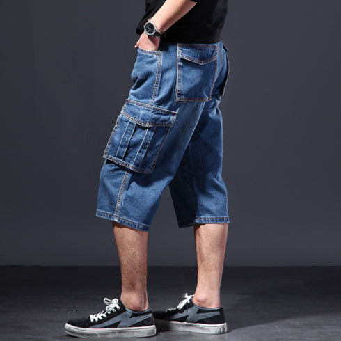 Cargo Denim Long Shorts