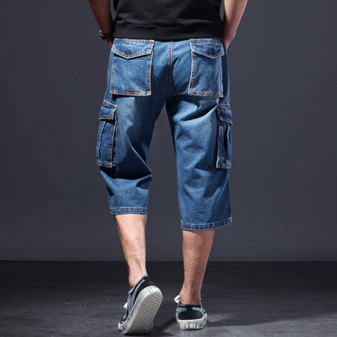 Cargo Denim Long Shorts