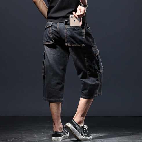 Cargo Denim Long Shorts