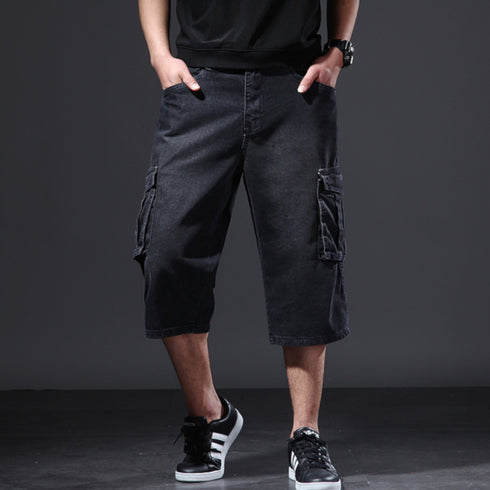 Cargo Denim Long Shorts