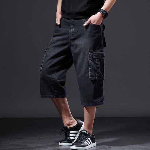 Cargo Denim Long Shorts