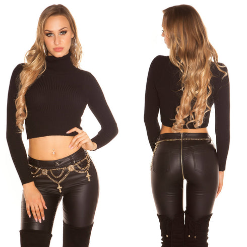 Long Sleeve Cropped Turtleneck Jumper