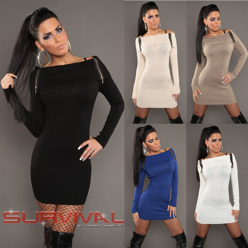 Long Sleeve Off Shoulder Jumper Dress