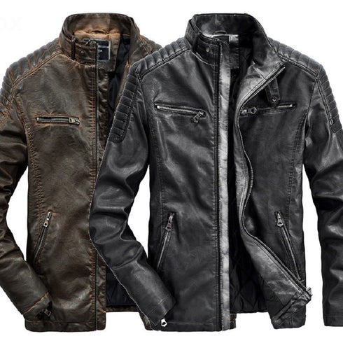 Faux Leather Lined Biker Jacket