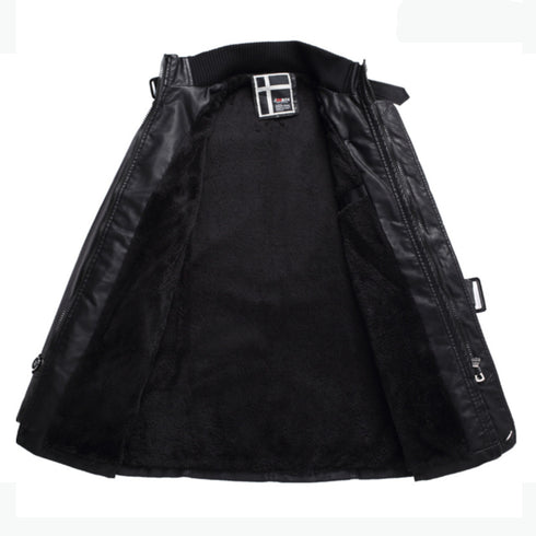 Faux Leather Fleece Lined Trench Coat