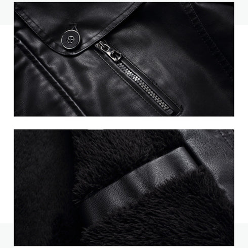 Faux Leather Fleece Lined Trench Coat