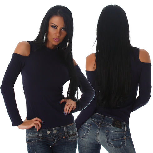 Long Sleeve Open Shoulder Top