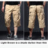 mens light brown elasticated cargo shorts