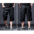 mens black elasticated cargo shorts