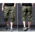 mens army green elasticated cargo shorts