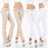White/Beige Tapered Slim Jeans