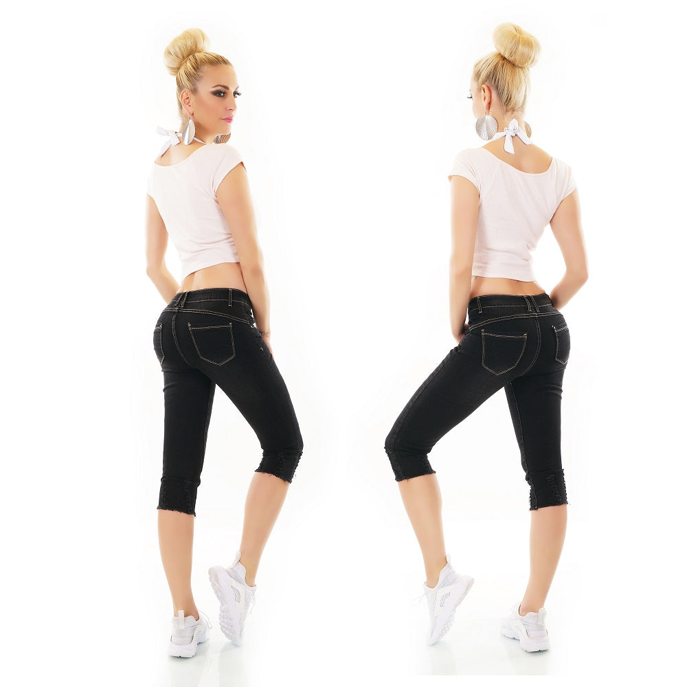 Girl Vivi Denim Capri 3/4 Distressed Jeans Survival Streetwear