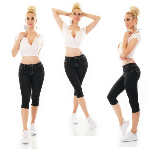 Girl Vivi Denim Capri 3/4 Distressed Jeans