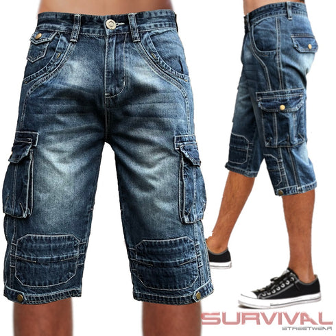 Cargo Blue Washed Denim Walk Shorts