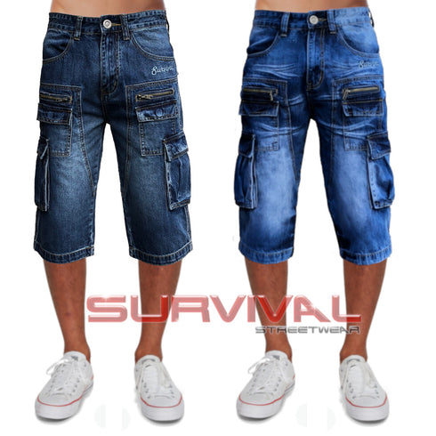 Cargo Blue Washed Denim Walk Shorts