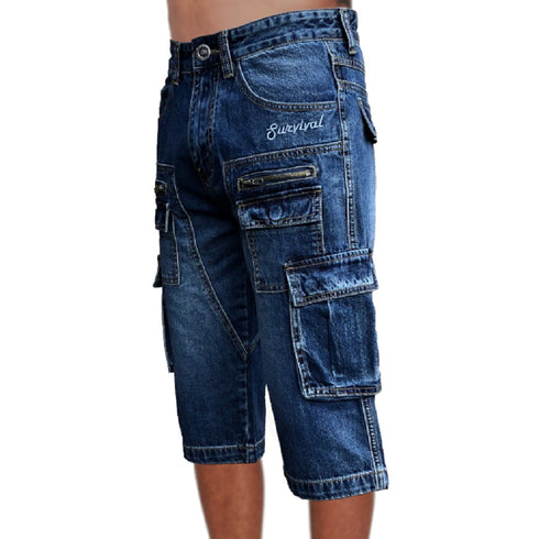 Cargo Blue Washed Denim Walk Shorts