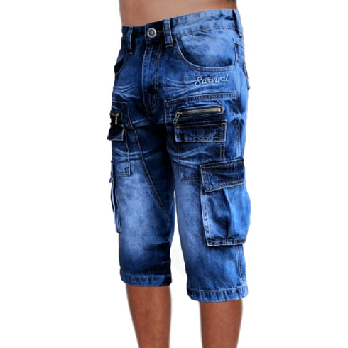 Cargo Blue Washed Denim Walk Shorts