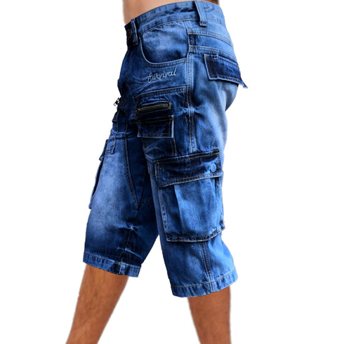 Cargo Blue Washed Denim Walk Shorts