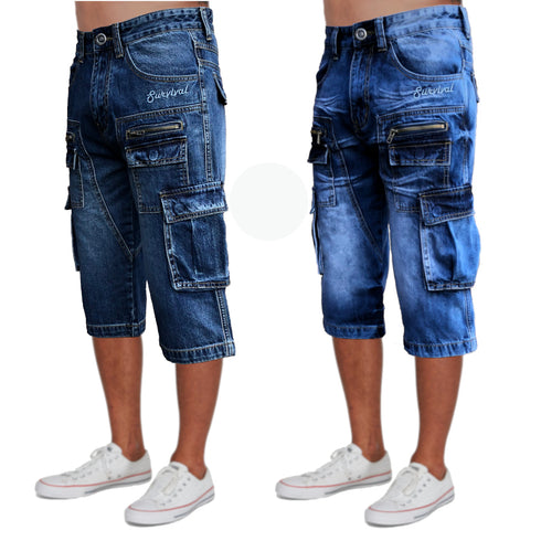 Cargo Blue Washed Denim Walk Shorts