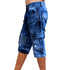 Mens Biker Denim Cargo Walk Shorts